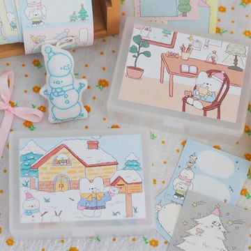 小狗巴士VOL.16 可愛小狗 磨砂半透收納盒/印章便簽小卡收納