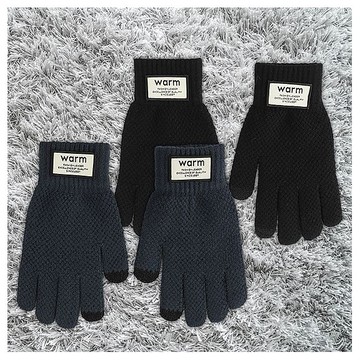 秋冬加厚加絨可觸屏針織手套(均碼)1雙入 款式可選