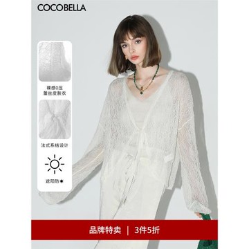 (免運)【3件5折】COCOBELLA鏤空微透視針織開衫蝙蝠袖遮陽蕾絲衫SC3009