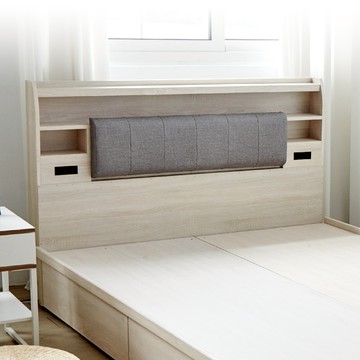 【藤原傢俬】雙USB附插座/燈床頭單人加大3.5尺(不含床架/底)梧桐