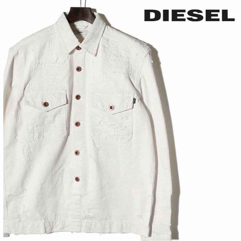 ディーゼル Diesel デニムジャケット メンズ クラッシュダメージ加工 長袖 ホワイトデニム ライトアウター D Elov 通販 Lineポイント最大0 5 Get Lineショッピング