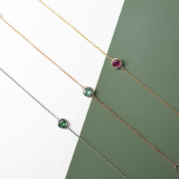 純18K金天然彩色碧璽手鏈 客製化訂製 B027