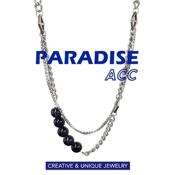 PARADISE 菱形拼接珍珠 串珠項鍊