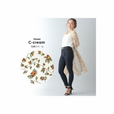 ジュノア Junoah シフォンロングガウン シースルー ボタンなし カーディガン 羽織り 日焼け対策 トップス 春夏秋冬 花柄cクリーム 通販 Lineポイント最大get Lineショッピング