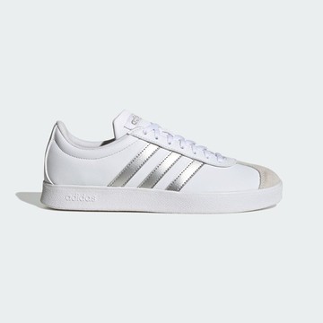 Kixpress-Adidas 愛迪達 VL Court Base 女 運動休閒鞋 舒適 白 銀 [ID3716]