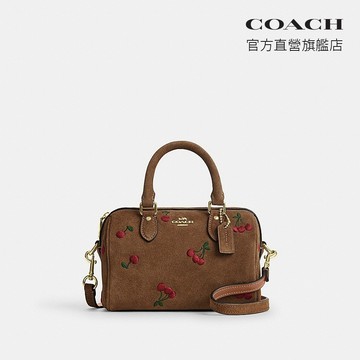【COACH】 櫻桃刺繡ROWAN迷你斜背手袋-IM/混合雪松木色(CFO47)｜官方直營