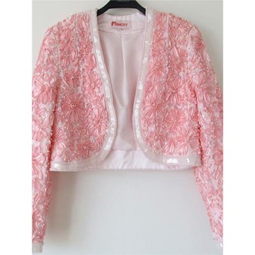 美國原單重工復古珍珠釘珠盤花定型墊肩蕾絲短款厚外套連衣裙外搭