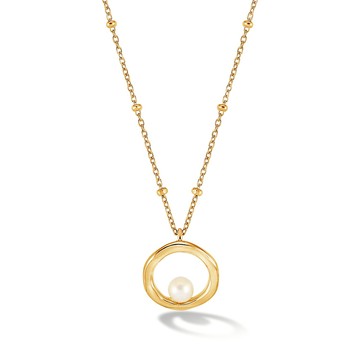 Open Circle & White Pearl Waterfall Pendant