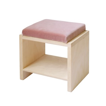 【hash】Hioh 純色天鵝絨座面巧疊小方凳-多色可選-玫紅