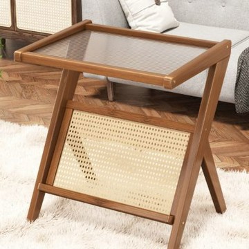 【匠俱】簡易邊几63x36x56cm 日式沙發邊櫃 客廳家用茶桌 茶几小桌子 臥室床頭日式置物架 楠竹沙發邊櫃角几