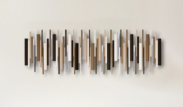 北歐極簡壁掛藝術 手工抽象雕塑 米色白色棕色 搭配銅或鉻金屬點