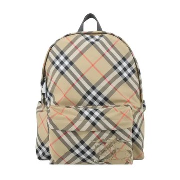 BURBERRY 新款格紋戰馬LOGO小型後背包(沙色)