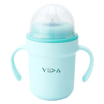 VIIDA Soufflé 鴨嘴型抗菌不鏽鋼學習杯  湖水綠  330ml  1個