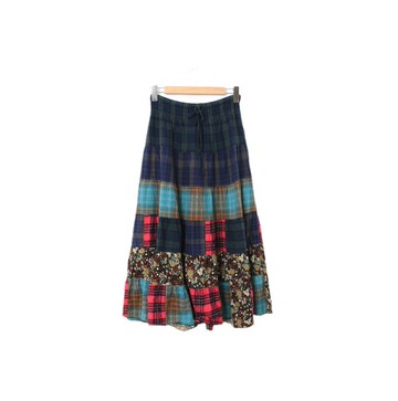 Back to Green-復古半身裙 腰部伸縮 拼接 ds-06//vintage skirt