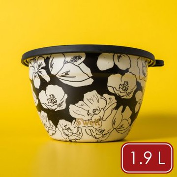 《S well》Kit醬料罐+防漏不鏽鋼沙拉碗-墨韻花影1.9L-- swell 餐碗 便當盒 沙拉盆 不鏽鋼湯碗 不鏽鋼便當盒
