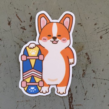 柯基滑板小防水貼紙 SS0116