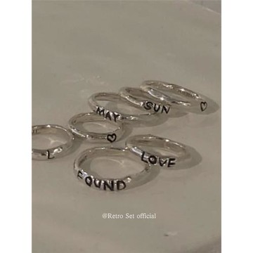 韓國小眾souhait刻字英文字母手工紋理感925純銀戒指小眾個性百搭