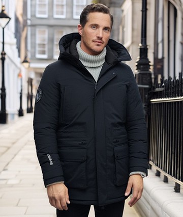 Superdry Men's City Padded Parka Coat Black Size: L
