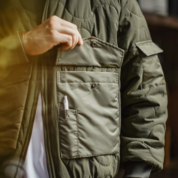 馬登工裝 美式復古M51軍綠色夾克大口袋短版立領保暖棉服外套男冬