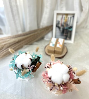 甜蜜棉棉盆花X擴香石  節日送禮/辦公室療癒系列/精油擴香