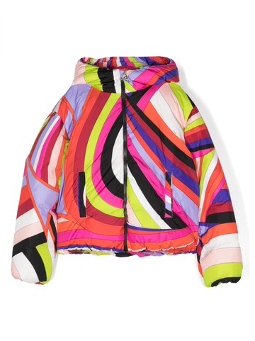 PUCCI Junior - Iride-print puffer jacket - kids - Polyamide/Polyester/Goose Down/Feather Down - 8 - Black