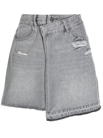 Musium Div. - asymmetric distressed mini denim skirt - women - Cotton/TENCEL™/Polyester - XS - Grey
