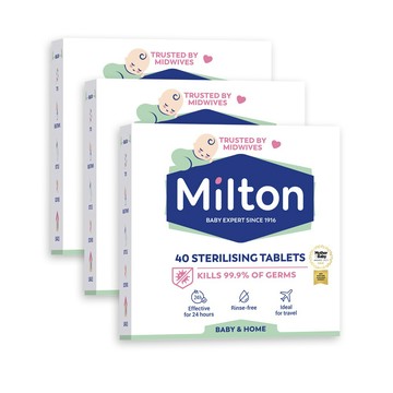 【Milton米爾頓】消毒錠40入3盒 (奶瓶消毒 奶嘴消毒 奶瓶清潔 洗衣機消毒 次氯酸)