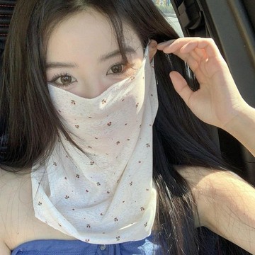 好評洗版推薦⭐ 防曬面罩 全臉護頸 冰絲涼感 輕薄透氣 防曬口罩 騎車防曬 顯臉小 碎花面紗 戶外防曬 夏季
