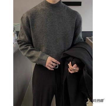 ✨限時熱購⚡ 毛衣長袖 深灰 半高領 毛衣 男款 內搭 針織衫 韓係 休閒 慵懶風 長袖 冬季 2026 高領毛衣