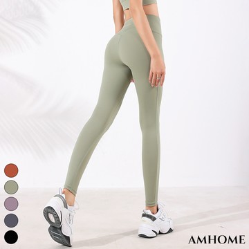 【Amhome】新款lulu雙面磨毛無痕裸感高腰健身跑步瑜伽褲# 112658(現貨+預購)
