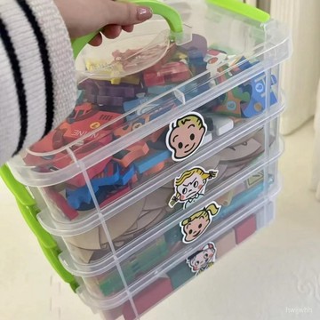臺灣🚍8H出🉑批髮價多層收納盒積木手提雜物收納箱桌麵收納盒家用學生櫥櫃收納 IFXA