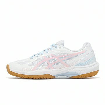 Asics 羽球鞋 Court Hunter FF 女鞋 白 粉紅 膠底 室內運動 羽排鞋 亞瑟士 1072A112101
