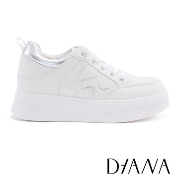 DIANA 舒適鑽釦免綁帶厚底休閒鞋 銀色 #55364