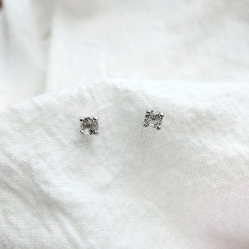 白水晶925純銀爪鑲設計純銀耳環