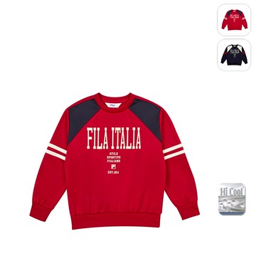 【FILA】KIDS 孩童款 吸濕排汗 長袖圓領T恤-紅色 1TEY-8406-RD