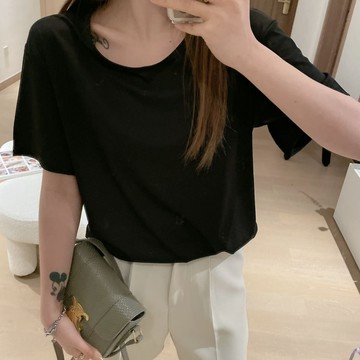 隔日到【粉紅菲菲】九色冰絲短袖小冰T恤T Shirt 打底衫寬鬆純色上衣酷涼感冰絲速乾上衣 19-0236