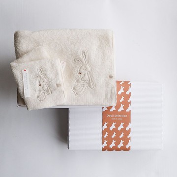 【kontex】今治Chouette系列無撚浴巾毛巾禮盒-兔子款 (附提袋)