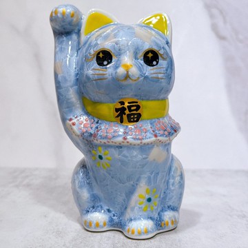 【銀藤招福】日本清水燒招財貓 | 花結晶 銀藤 招福