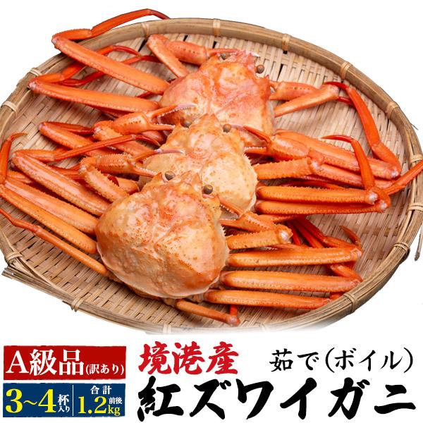 訳あり 茹で 紅ズワイガニ 3杯〜4杯 合計1.2kg前後  A級品 ボイル 紅ずわい蟹 姿 国産 蟹 日本海産 カニ 未冷凍 産地直送 お取り寄せ 食材 ギフト 冷蔵配送