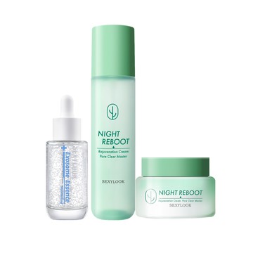 【SEXYLOOK 西西露】仙人掌夜光代謝水150ml+仙人掌夜光代謝霜 50ml+外泌體晶球精華35ml(積雪草/海茴香 任選1)
