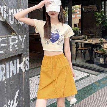 【LANNI 藍尼】現+預 防走光工裝A字短裙(女裝/褲裙/工裝裙/A字裙/日系)