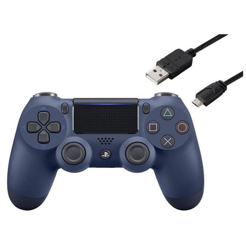 ワイヤレスコントローラー Dualshock 4 ミッドナイト ブルー Cyber Ps4用コントローラー充電ケーブル3m 激安特価品