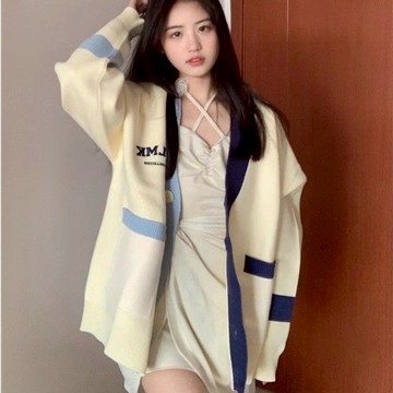 秋冬字母刺繡針織毛衣小外套外套