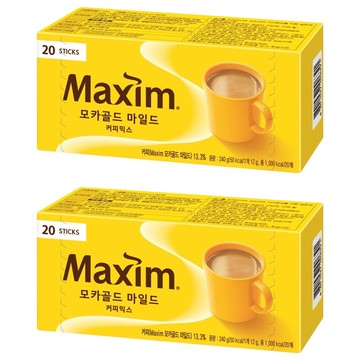 Maxim 麥心 摩卡經典三合一咖啡 咖啡、牛奶、糖的完美黃金比例  12g  20包  2盒