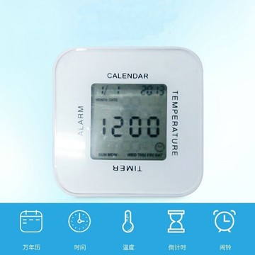 創意旋轉感應數字LED四面鐘 帶萬年歷倒計時溫度桌面電子四方鬧鐘【Snowbelle優選】