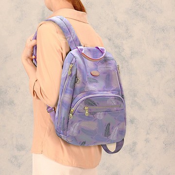 羽毛草系側拉鍊防盜後背包13012(小款-浪漫紫)