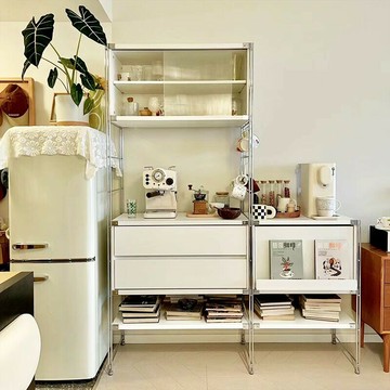 免運 餐邊柜簡約落地多層置物架多功能收納架咖啡角吧臺儲物柜子