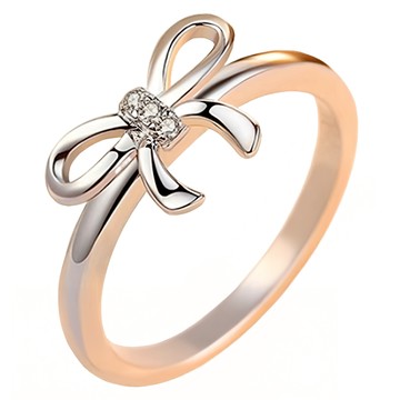 Sayaka 紗彌佳 情緣蝴蝶結立體造型鑲鑽戒指  白金色  直徑20mm