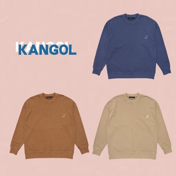 KANGOL 長袖 大學T 中性 深卡其 淺卡其 深藍 水洗圓領T 62551012-