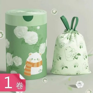 【荷生活】山茶花香味免撕易取束口垃圾袋 手提收口持久清香抽繩式垃圾袋-1入組